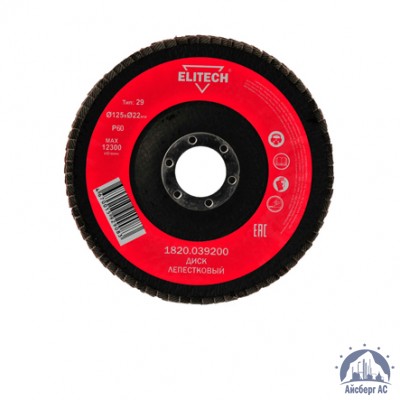 Круг лепестковый КЛТ 125х22 мм, P60, Elitech, 1820,039000 купить в Коломне